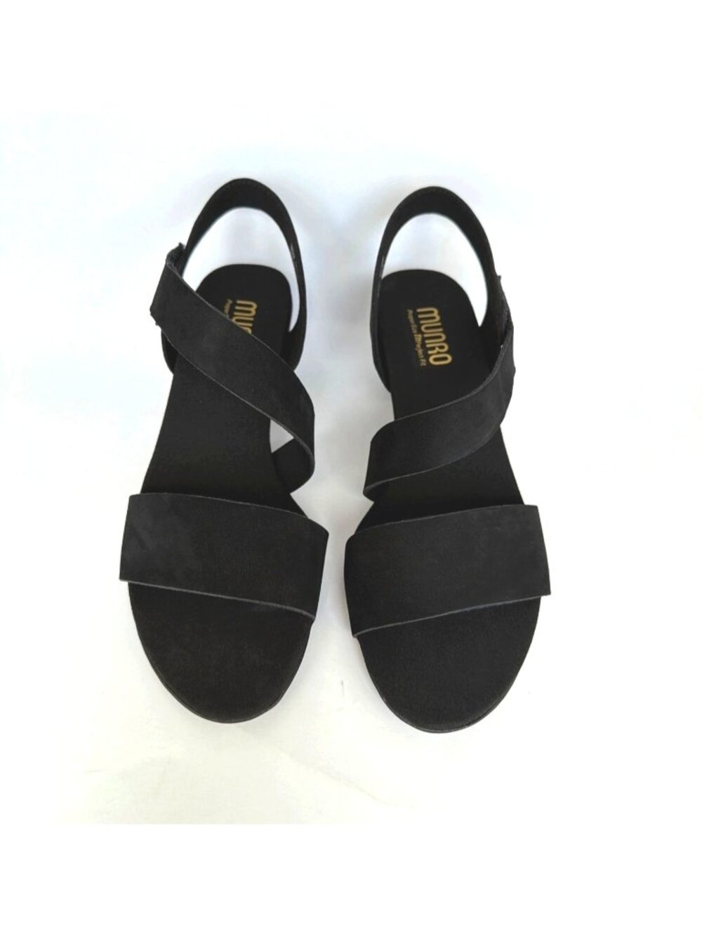 Munro Lucia Sandals Black Nubuck Low Cone Heels Women Size 10.5 Wide